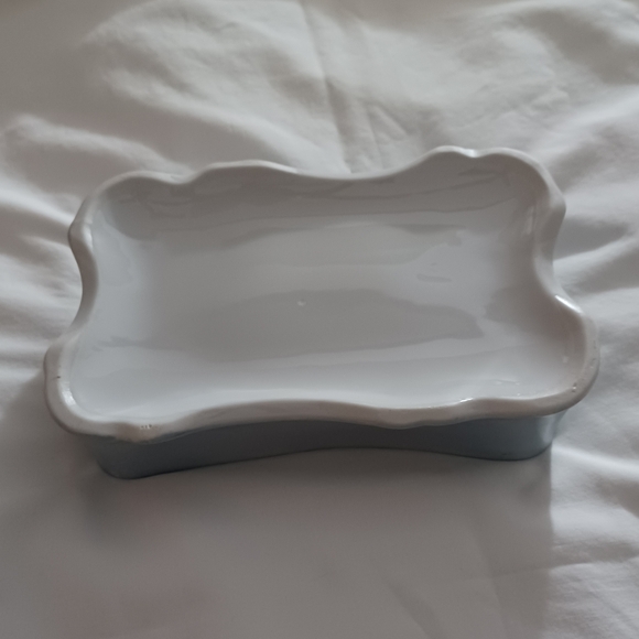 Vintage Handpainted Porcelain Trinket Vanity Box With Lid Flowers Country Scene - Picture 9 of 11